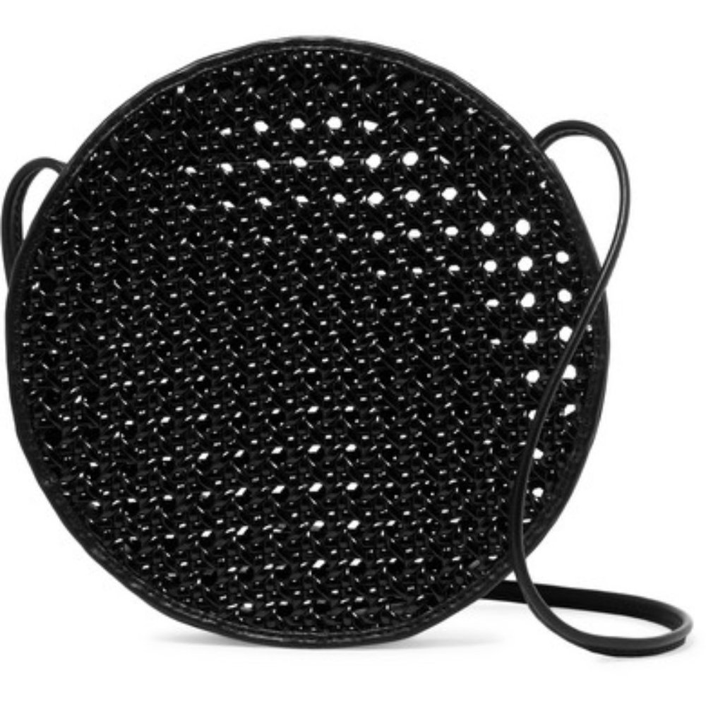Elizabeth and James Designer Black Woven Crossbody Shoulder Bag Purse